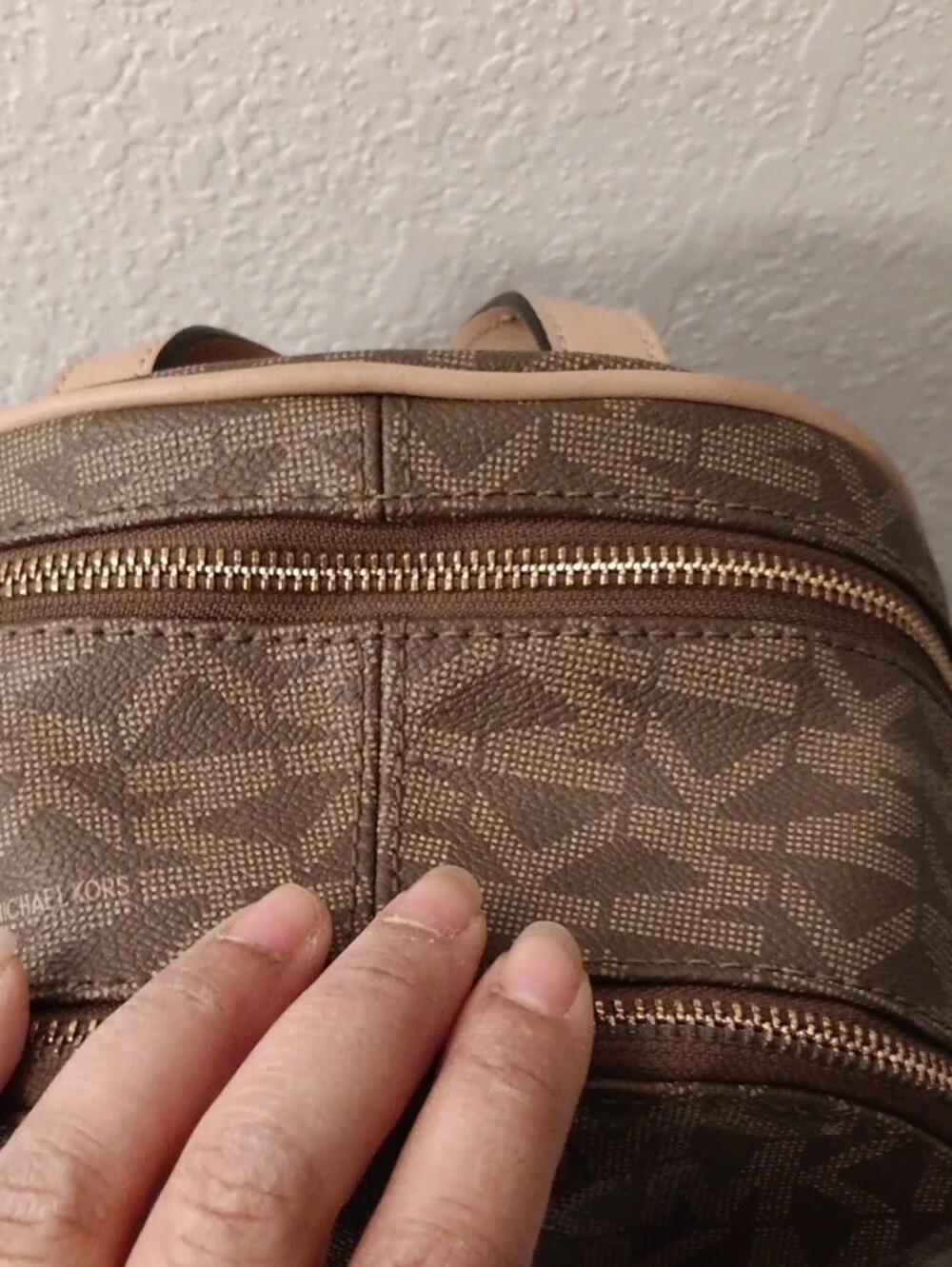 Michael Kors Brown Logo Mid Mini Backpack with Gold Hardware